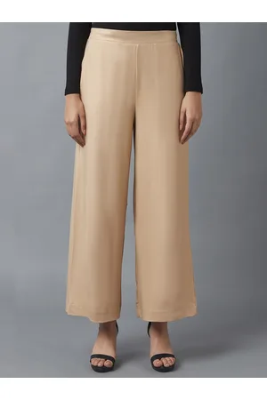 Elleven Women Gold-Toned Solid Knitted Ethnic Palazzos