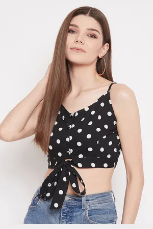 Berrylush Black Crepe Regular Crop Top