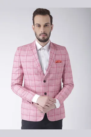Hangup Men Pink Checked Single-Breasted Casual Blazer
