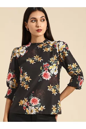 all about you Women Black & White Floral Printed Top