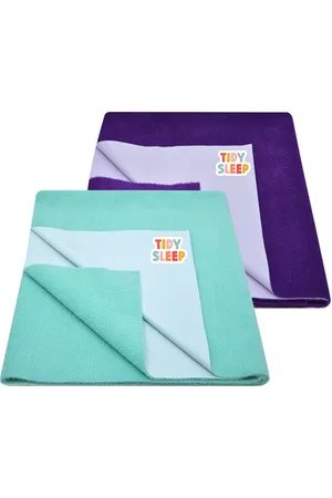 TIDY SLEEP Kids Set Of 2 Green & Violet Water Proof Mattress Protector
