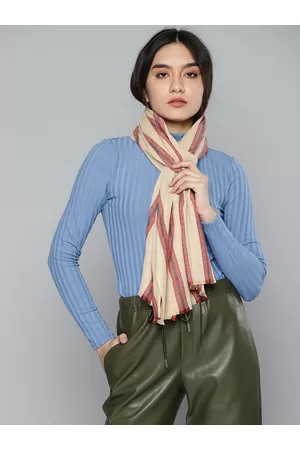 Sassafras Women Brown & Maroon Striped Stole