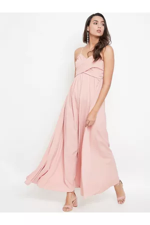 Berrylush Women Pink Solid Maxi Dress