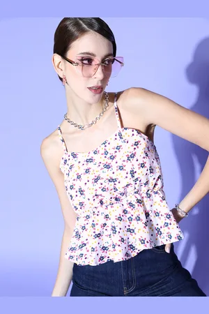 U&F Women Classic White Floral Bustier Top