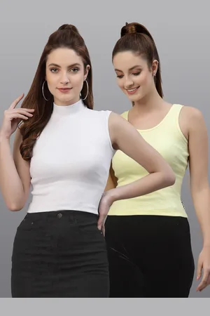 Friskers Women White & Yellow Pack Of 2 Top