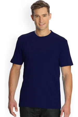 Jockey Men Navy Blue Solid Round Neck Pure Cotton T-shirt