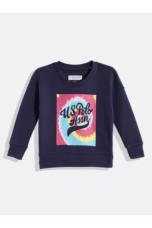Ralph Lauren Girls Navy Blue Printed Pure Cotton Sweatshirt