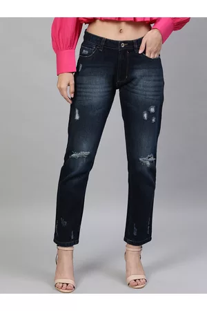 STREET 9 Women Blue Relaxed Fit Mid-Rise Mildly Distressed Jeans