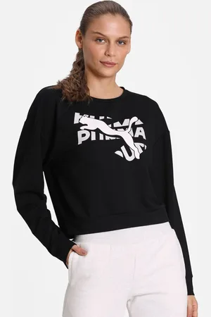 PUMA Women Black & White Modern dryCELL Relaxed Fit Sweatshirt