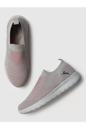 Marc Loire Women Grey & Pink Woven Design Slip-On Sneakers