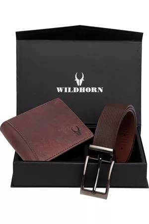 WildHorn Men Brown RFID Protected Genuine Leather Accessory Gift Set