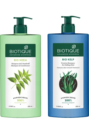 Biotique Set of Bio Neem Shampoo & Conditioner & Bio Kelp Protein Sustainable Shampoo