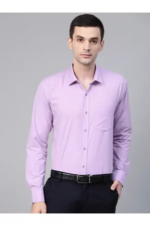 MANQ Men Purple Semi-Slim Fit Solid Formal Shirt