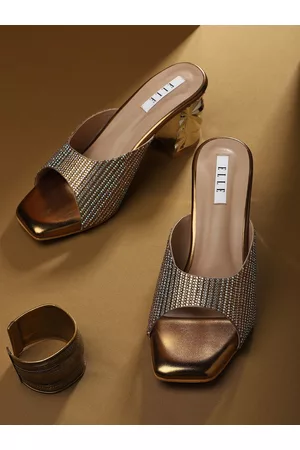 Elle Rose Gold Embellished Party Block Mules