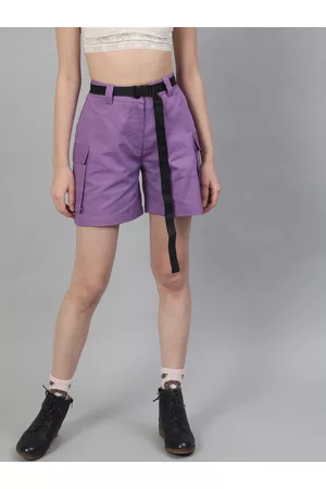 STREET 9 Women Lavender Solid Regular Fit Sports Shorts