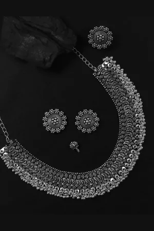 Priyaasi Oxidised Silver-Plated German Silver Jewellery Set