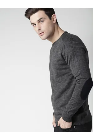 Mast & Harbour Men Charcoal Grey Solid Pullover