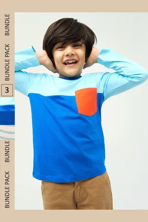 Frangipani Boys Cotton Striped T-shirt Pack of 3