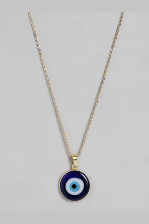 EL REGALO Navy Blue & Gold-Toned Evil Eye Bohemian Link Necklace