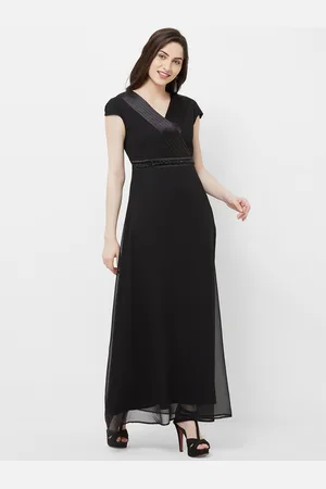 MISH Women Solid Georgette Maxi Dress