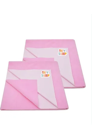 TIDY SLEEP Kids Set Of 2 Pink Water Proof Cotton Mattress Protector