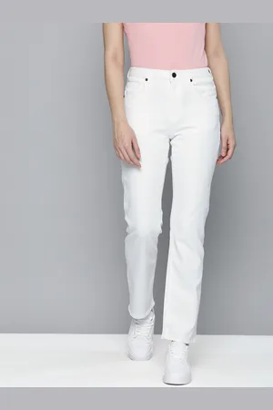 HERE&NOW Women White High-Rise Straight Fit Stretchable Jeans