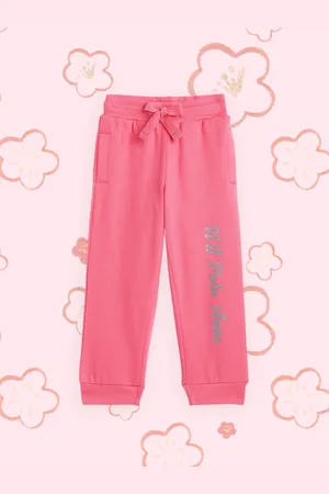 Ralph Lauren Girls Pink Printed Pure Cotton Joggers