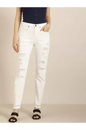 Moda Rapido Women White 21 Slim Fit Highly Distressed Stretchable Jeans