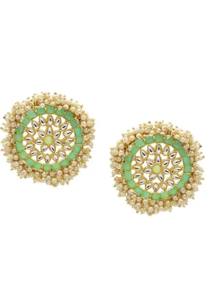 Asmitta Jewellery Lime Green Contemporary Studs Earrings