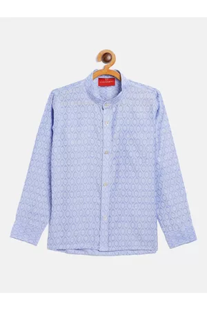 Vastramay Boys Lavender Opaque Printed Party Shirt