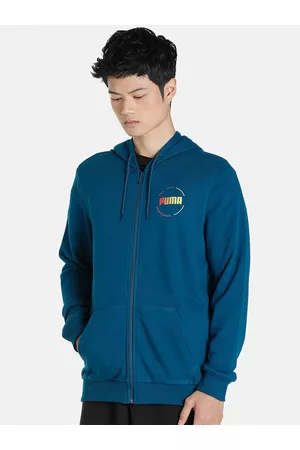 PUMA Men Slim Fit Printed Cotton Hooded Track Sweatshirt