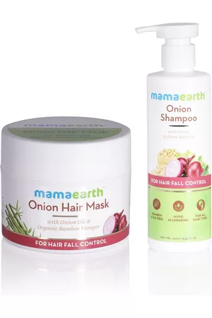 Mamaearth Unisex Set of Onion Hair Mask & Hair Fall Control Shampoo