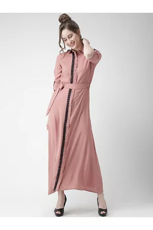 KASSUALLY Women Pink Solid Maxi Dress