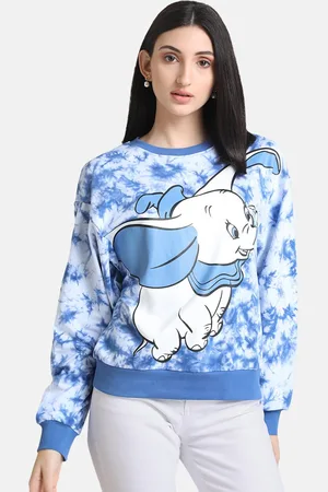 Kazo Women Blue Printed Round Neck Sweatshirt