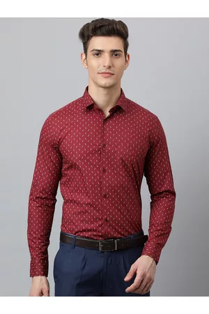 Richlook Men Maroon Floral Printed Formal Shirt