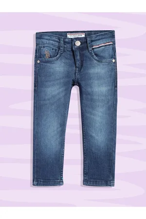 Ralph Lauren Boys Blue Skinny Fit Mid-Rise Clean Look Light Fade Stretchable Jeans