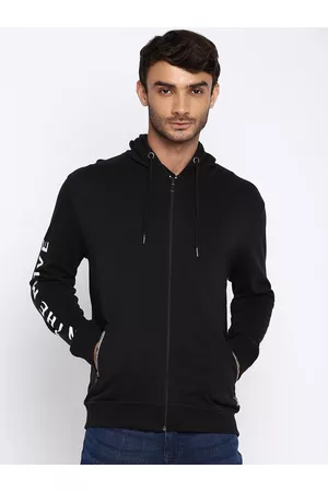 Lee Men Black Hooded Sweatshirt