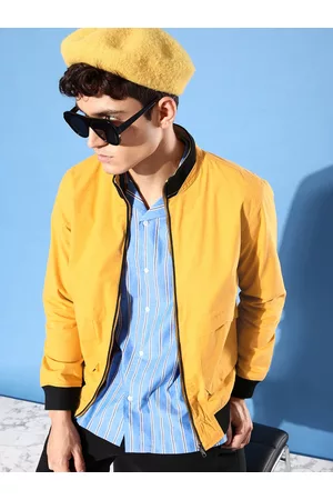 WROGN Men Yellow Solid Bomber Jacket
