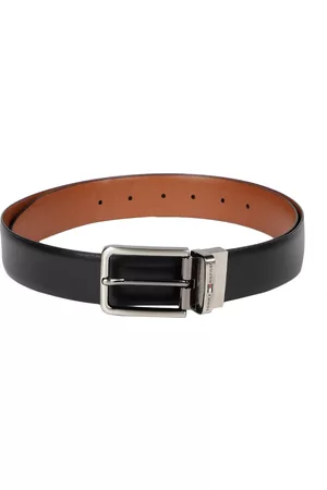 Tommy Hilfiger Men Black & Tan Brown Solid Belt