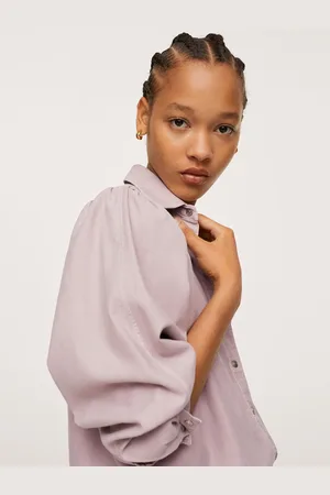 MANGO Women Mauve Pure Cotton Solid Casual Shirt
