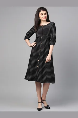 AURELIA Striped A-Line Cotton Dress