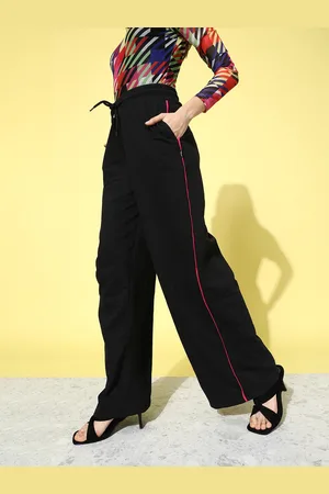 Kook N Keech Women Stylish Black Solid Elevated Bottom Track Pants