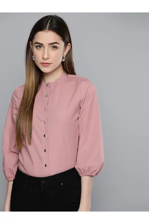 Chemistry Women Dusty Pink Pure Cotton Solid Formal Shirt