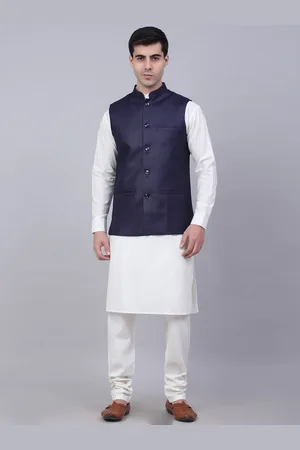 Jompers Men White Kurta with Churidar & Nehru Jacket