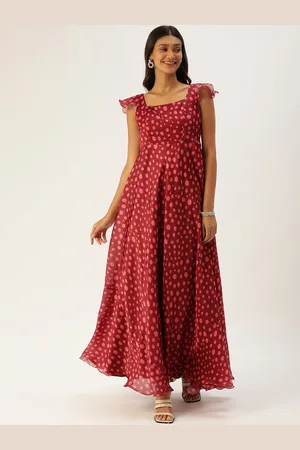 Ethnovog Maroon Pink Made To Measure Satin Maxi Dress