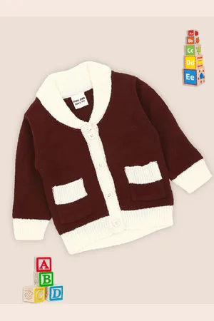 MeeMee Boys Maroon & Beige Cardigan
