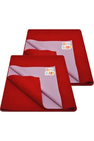 TIDY SLEEP Kids Set Of 2 Red Water Proof Mattress Protector