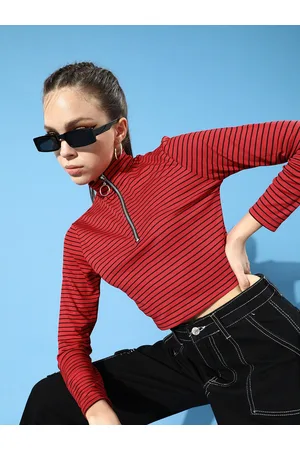 STREET 9 Women Gorgeous Red Abstract Cropped Top