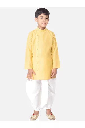 TABARD Boys Yellow Solid Kurta with Dhoti Pants