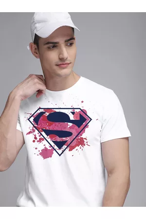 Free Authority Men White Superman Printed Cotton Holi T-shirt